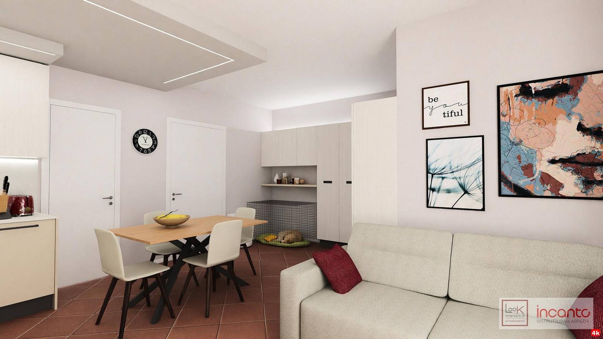 Esempio di lavoro di imprese ristrutturazioni chiavi in mano su soggiorno e cucina
