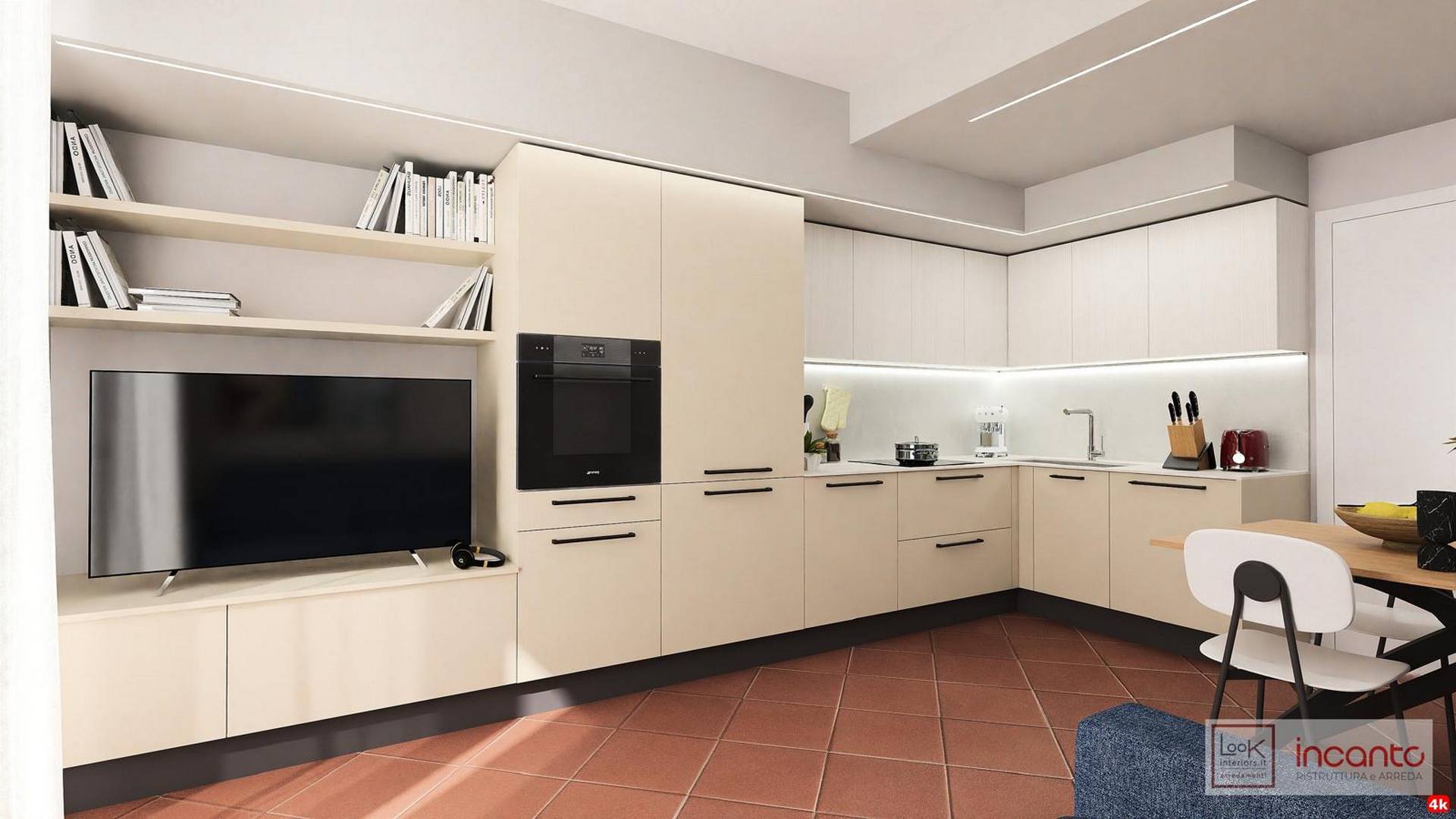 Esempio di lavoro di imprese ristrutturazioni chiavi in mano su soggiorno e cucina 3